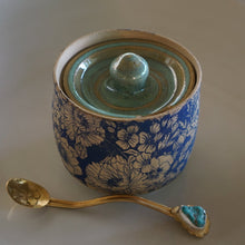Load image into Gallery viewer, Sugar Jar + Spoon- Blue &amp; Turquoise
