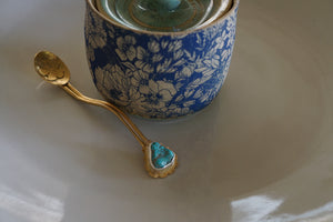 Sugar Jar + Spoon- Blue & Turquoise