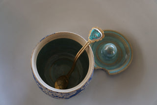 Sugar Jar + Spoon- Blue & Turquoise