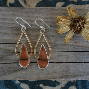 Rain Earrings- Orange Aventurine + 14k Goldfill