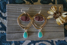 Load image into Gallery viewer, Empress Earrings- Flower Jasper + Turquoise
