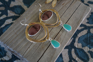 Empress Earrings- Flower Jasper + Turquoise