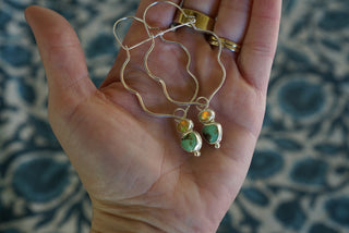 Rhode Hook Hoops- Turquoise & Ethiopian Opal + Silver