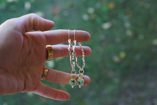 Rhode Hook Hoops- Turquoise & Ethiopian Opal + Silver