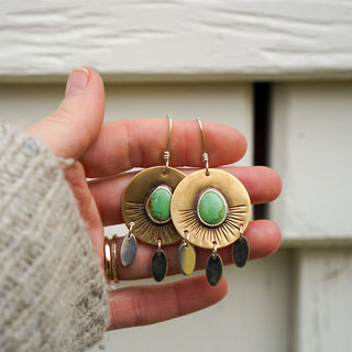 Sunrise Earrings II- Green Turquoise