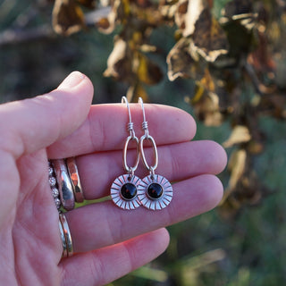 Mini Gold Paperclip Earrings- Onyx