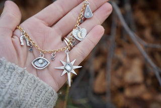 Inner Knowing Charm Necklace- Reclaimed Silver and Gold