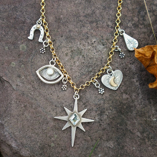 Inner Knowing Charm Necklace- Reclaimed Silver and Gold