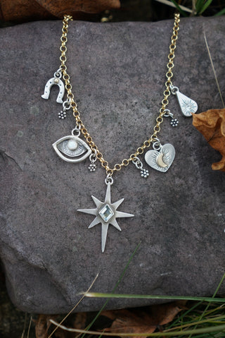 Inner Knowing Charm Necklace- Reclaimed Silver and Gold
