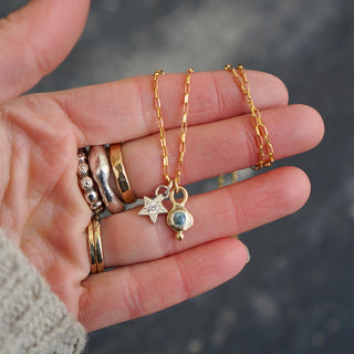 Little Star Necklace- Light Blue Montana Sapphire