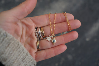 Little Star Necklace- Light Blue Montana Sapphire