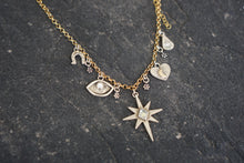 Load image into Gallery viewer, Inner Knowing Charm Necklace- Reclaimed Silver and Gold
