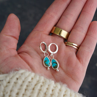 Little Minis Huggie Hoops- Kingman Turquoise