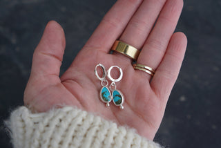 Little Minis Huggie Hoops- Kingman Turquoise