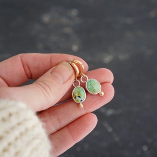 Little Minis Huggie Hoops- Green Turquoise