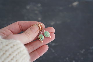 Little Minis Huggie Hoops- Green Turquoise
