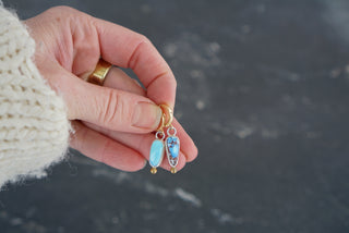 Little Minis Huggie Hoops- Lavender Turquoise