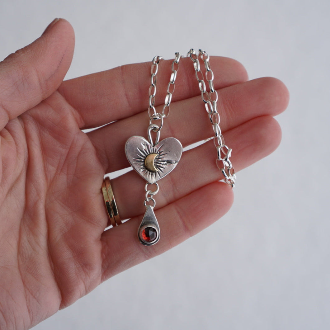 Bleeding Heart Necklace- Idaho Garnet