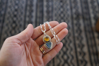 Rhode Necklace- Australian Opal + Amber