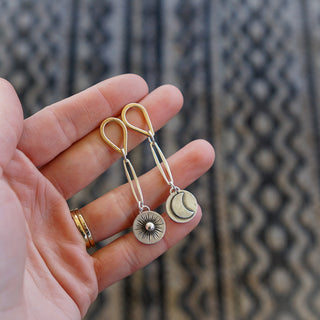 Sun + Moon Post Earrings