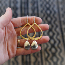 Load image into Gallery viewer, Two Tear Earrings- Brass + Silver
