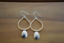 Load image into Gallery viewer, Two Tear Earrings- Brass + Silver
