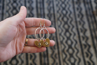 Heart Charm Hoops- Smoky Quartz