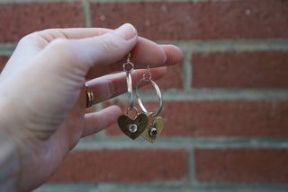 Heart Charm Hoops- Smoky Quartz
