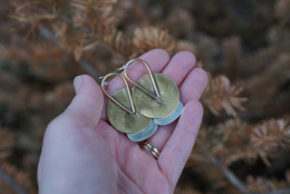 Pre Order First Light Brass Earrings- Black Onyx