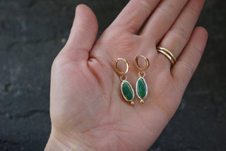 Little Minis Huggie Hoops- Green Turquoise