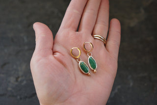 Little Minis Huggie Hoops- Green Turquoise