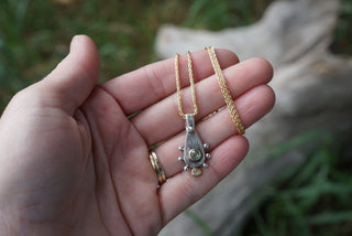 Sad Girl Necklace- Chartreuse Montana Sapphire + 14K Gold