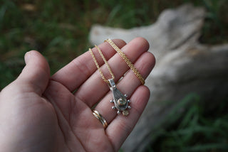 Sad Girl Necklace- Chartreuse Montana Sapphire + 14K Gold