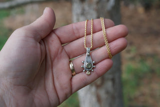 Sad Girl Necklace- Chartreuse Montana Sapphire + 14K Gold