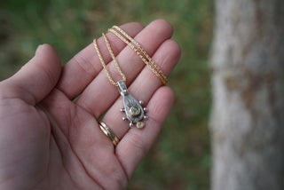 Sad Girl Necklace- Chartreuse Montana Sapphire + 14K Gold