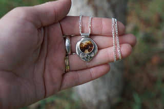 Amapola Necklace- MT Sapphire + Dendritic Agate