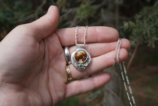 Amapola Necklace- MT Sapphire + Dendritic Agate