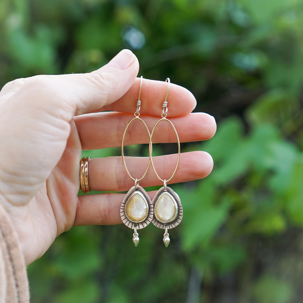 Birthstone Gaea Earrings- June: Mother of Pearl