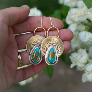 First Light Brass Earrings- Turquoise