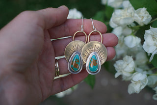 First Light Brass Earrings- Turquoise