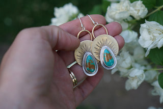 First Light Brass Earrings- Turquoise