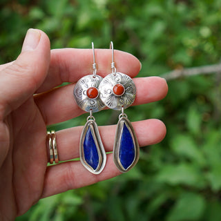 Westbound Earrings- Lapis & Red Jasper