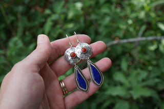 Westbound Earrings- Lapis & Red Jasper
