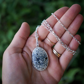 Hyalite Necklace- Long Chain, Ivory Creek Variscite