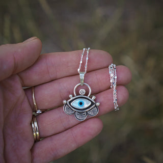 Third Eye Necklace I- Inlayed Mother of Pearl