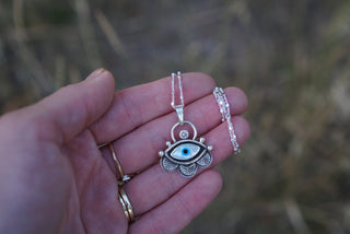 Third Eye Necklace I- Inlayed Mother of Pearl