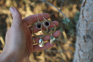 Two Tear Earrings- Dendritic Agate