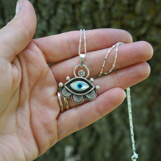 Third Eye Necklace II- Inlayed Mother of Pearl
