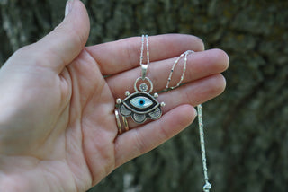 Third Eye Necklace II- Inlayed Mother of Pearl