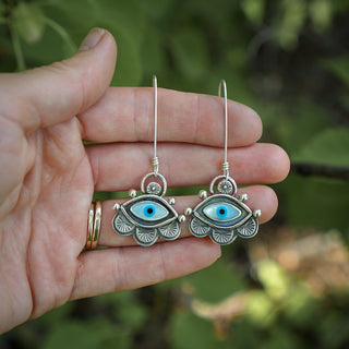 Third Eye Earrings- Inlayed Mother of Pearl